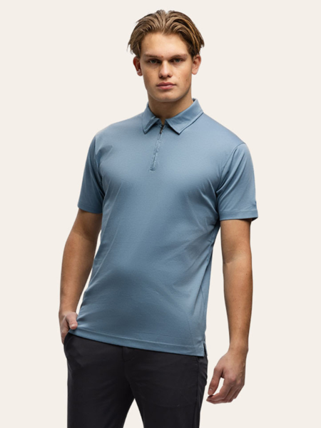 TriaD'oro Polo Zip Short Sleeve - Steel Blue TriaD'oro TriaD'oro Polo Zip Short Sleeve - Steel Blue