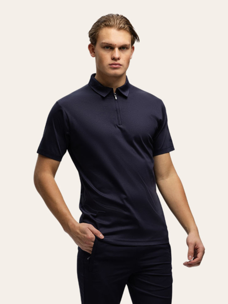 TriaD'oro Polo Zip Short Sleeve - Navy TriaD'oro TriaD'oro Polo Zip Short Sleeve - Navy
