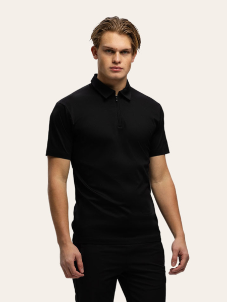 TriaD'oro Polo Zip Short Sleeve - Black TriaD'oro TriaD'oro Polo Zip Short Sleeve - Black