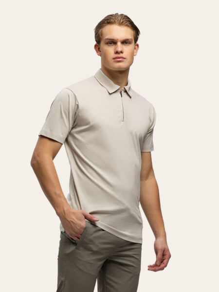TriaD'oro TriaD'oro Polo Zip Short Sleeve - Beige TriaD'oro Polo Zip Short Sleeve - Beige