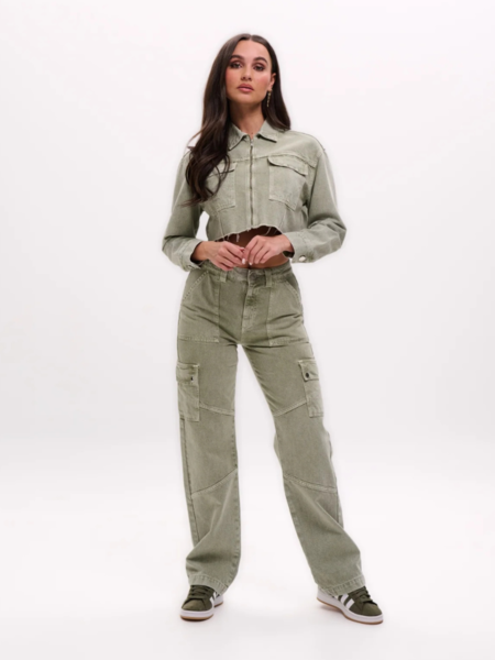 Malelions Women Straight Leg Cargo Pants - Army Green Malelions Malelions Women Straight Leg Cargo Pants - Army Green