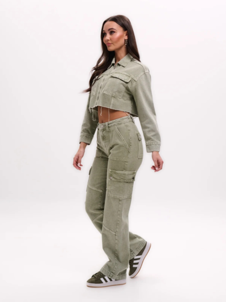 Malelions Women Straight Leg Cargo Pants - Army Green Malelions Malelions Women Straight Leg Cargo Pants - Army Green