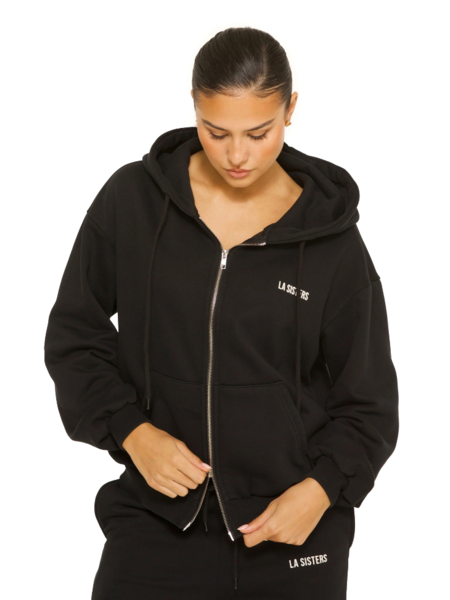 La Sisters Essential Double Zipper Hoodie - Black La Sisters La Sisters Essential Double Zipper Hoodie - Black