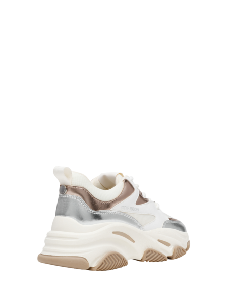 Steve Madden Progressive Sneaker - Silver/Gold Cream Steve Madden Steve Madden Progressive Sneaker - Silver/Gold Cream