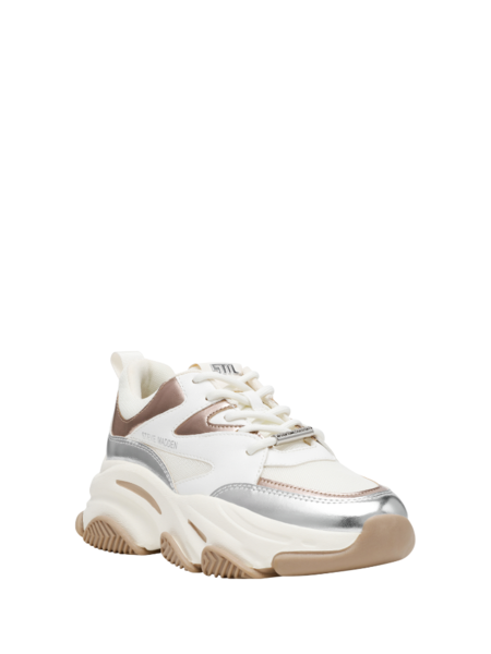 Steve Madden Progressive Sneaker - Silver/Gold Cream Steve Madden Steve Madden Progressive Sneaker - Silver/Gold Cream