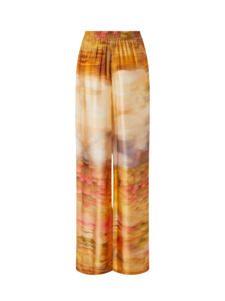 Pinko Purple Rain Satin Pants - Multi-Color Beige Print Pinko Pinko Purple Rain Satin Pants - Multi-Color Beige Print