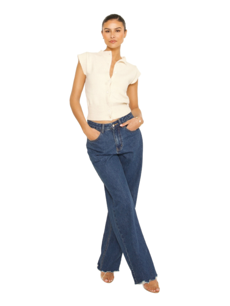 La Sisters La Sisters Classic Straight Leg Jeans - Medium Blue La Sisters Classic Straight Leg Jeans - Medium Blue