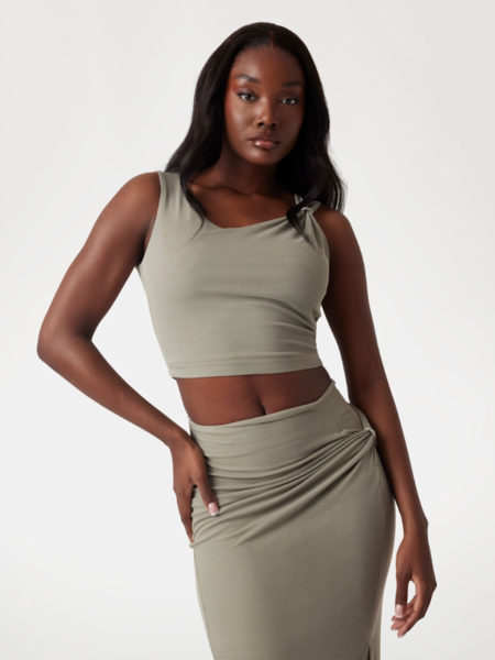 Guess Aimee SS Jewel Drap Top - Mossy Green Guess Guess Aimee SS Jewel Drap Top - Mossy Green