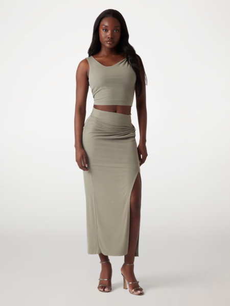 Guess Aimee SS Jewel Drap Top - Mossy Green Guess Guess Aimee SS Jewel Drap Top - Mossy Green