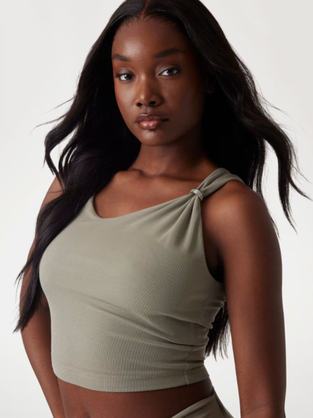 Guess Aimee SS Jewel Drap Top - Mossy Green Guess Guess Aimee SS Jewel Drap Top - Mossy Green