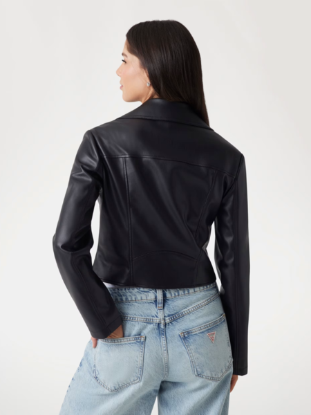 Guess Clemence Pu Leather Jacket - Jet Black Guess Guess Clemence Pu Leather Jacket - Jet Black