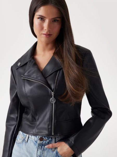 Guess Clemence Pu Leather Jacket - Jet Black Guess Guess Clemence Pu Leather Jacket - Jet Black