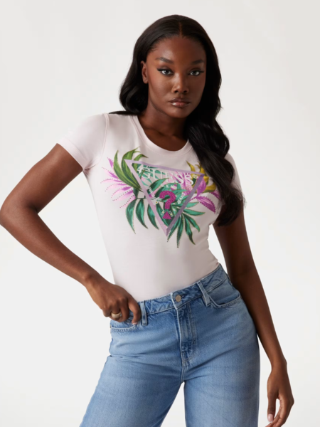 Guess CN SS Leaf Triangle T-Shirt - Low Key Pink Guess Guess CN SS Leaf Triangle T-Shirt - Low Key Pink
