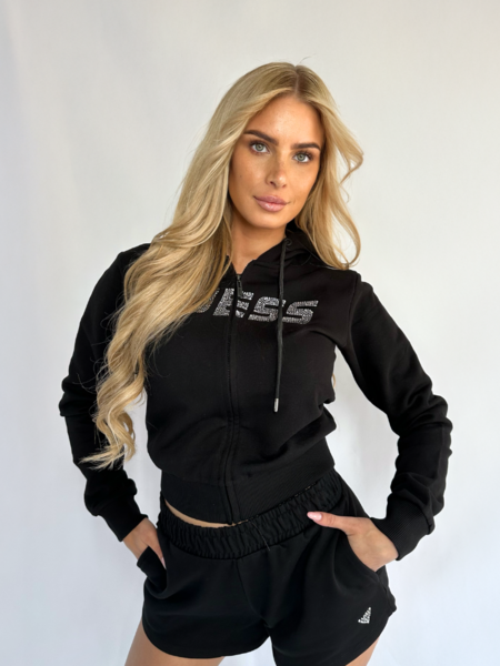 Guess Guess Primula Rhinestones Hoodie - Jet Black Guess Primula Rhinestones Hoodie - Jet Black