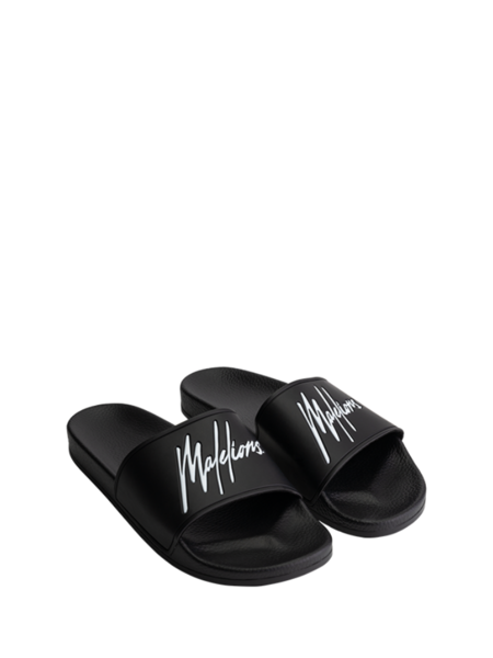 Malelions Kids Signature Slides - Black/White Malelions Malelions Kids Signature Slides - Black/White
