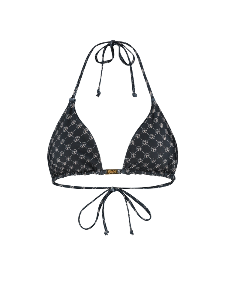 Malelions Women Tara Monogram Bikini Top - Black - Eddy's Eindhoven