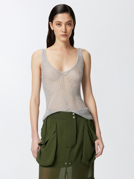 Pinko Transparent Knitted Tank Top - Grigio Perla Pinko Pinko Transparent Knitted Tank Top - Grigio Perla