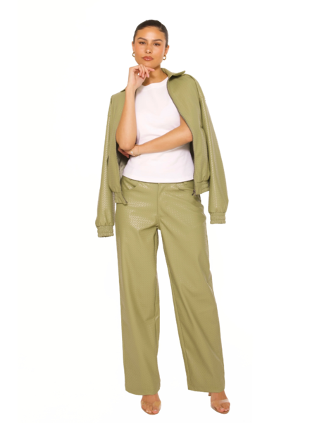 La Sisters Leather Woven Pants - Khaki La Sisters La Sisters Leather Woven Pants - Khaki