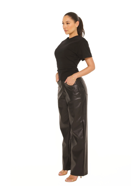 La Sisters Leather Woven Pants - Black La Sisters La Sisters Leather Woven Pants - Black