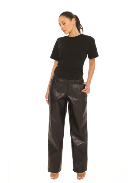 La Sisters Leather Woven Pants - Black La Sisters La Sisters Leather Woven Pants - Black
