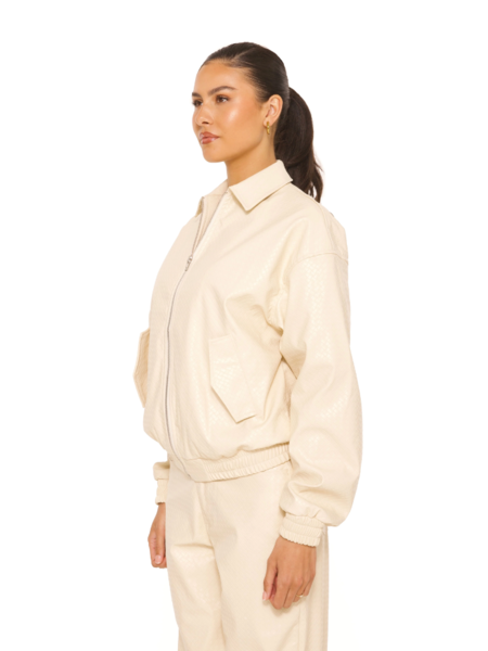 La Sisters Leather Woven Jacket - Creme La Sisters La Sisters Leather Woven Jacket - Creme