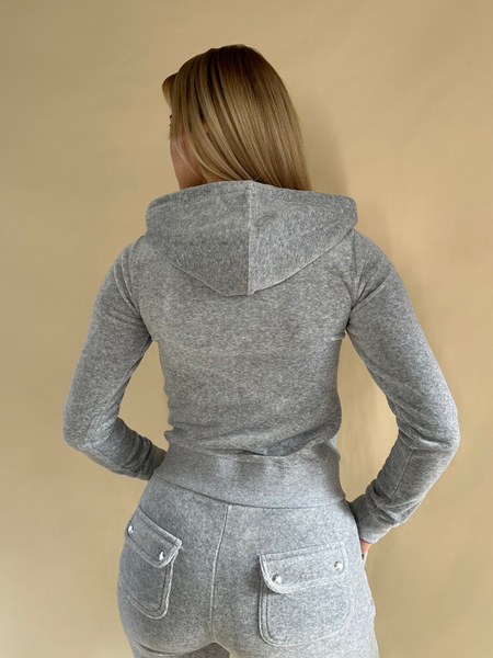 Juicy Couture Robertson Zip Through Hoodie - Silver Marl Juicy Couture Juicy Couture Robertson Zip Through Hoodie - Silver Marl