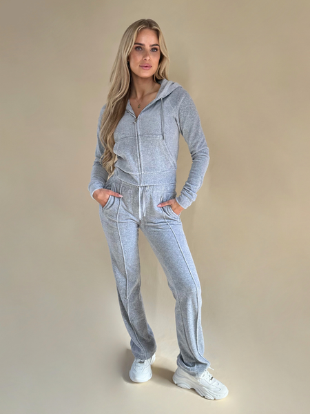 Juicy Couture Juicy Couture Tina Velour Track Pant - Silver Marl Juicy Couture Tina Velour Track Pant - Silver Marl