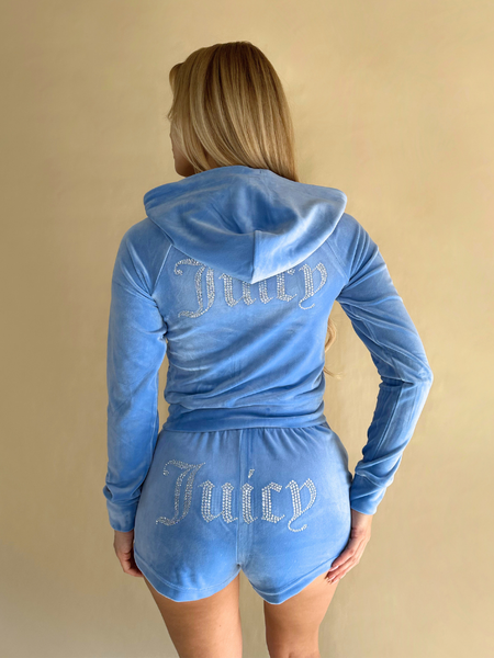 Juicy Couture Madison Classic Velour Hoodie - Washed Regatta Juicy Couture Juicy Couture Madison Classic Velour Hoodie - Washed Regatta