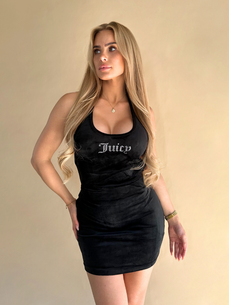 Juicy Couture Tie Neck Halter Mini Dress - Black Juicy Couture Juicy Couture Tie Neck Halter Mini Dress - Black
