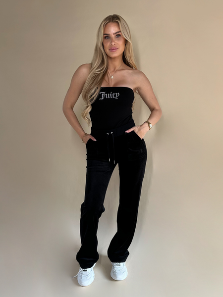 Juicy Couture Juicy Couture Tina Velour Track Pant - Black Juicy Couture Tina Velour Track Pant - Black
