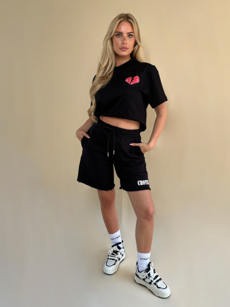 Croyez Women Broken Puffed Heart T-Shirt - Black Red Croyez Croyez Women Broken Puffed Heart T-Shirt - Black Red