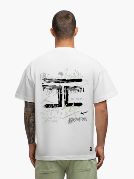 JorCustom Artist Loose Fit T-Shirt - White/SageGreen JorCustom JorCustom Artist Loose Fit T-Shirt - White/SageGreen