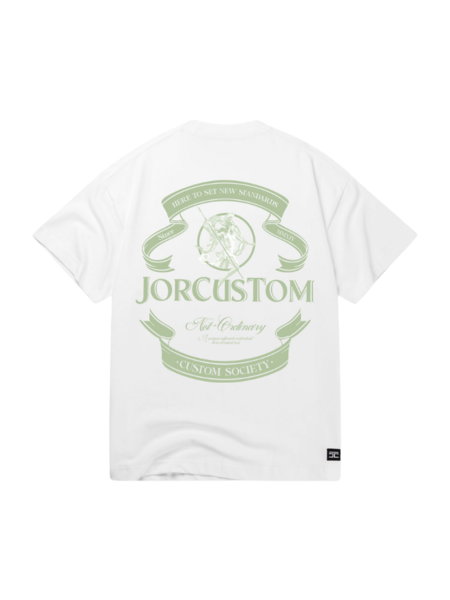 JorCustom JorCustom Ribbon Loose Fit T-Shirt - White/SageGreen JorCustom Ribbon Loose Fit T-Shirt - White/SageGreen