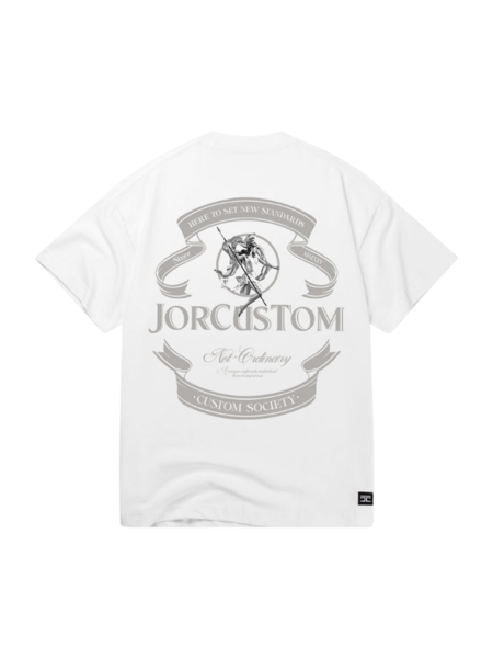 JorCustom JorCustom Ribbon Loose Fit T-Shirt - White/Grey JorCustom Ribbon Loose Fit T-Shirt - White/Grey
