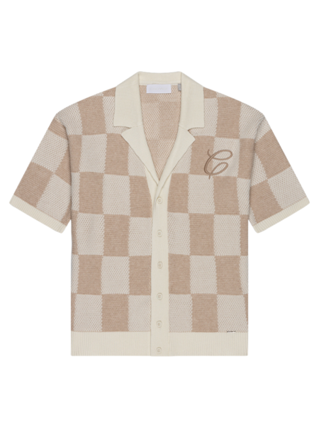 Croyez Croyez Knitted Checkerboard Shirt - Off White/Beige Croyez Knitted Checkerboard Shirt - Off White/Beige