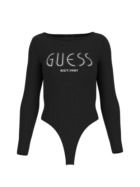 Guess LS Neva Hotfix Logo Body - Jet Black Guess Guess LS Neva Hotfix Logo Body - Jet Black