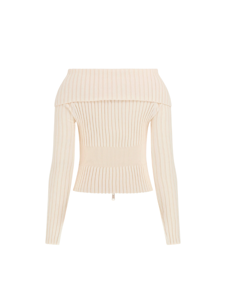 Guess LS Kathryn Zipped Cardi Swtr - Cream White Vanise Guess Guess LS Kathryn Zipped Cardi Swtr - Cream White Vanise