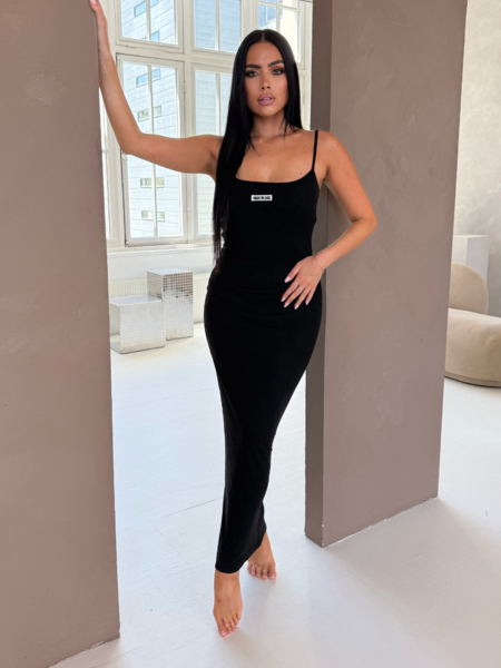 Unique The Label Unique The Label Zoe Rib Dress - Deep Black Unique The Label Zoe Rib Dress - Deep Black