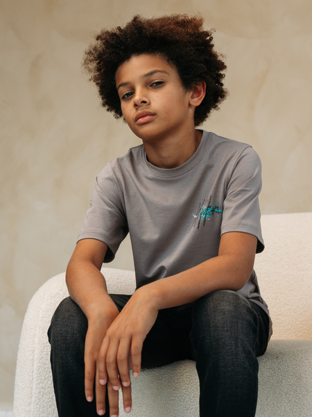 Malelions Malelions Kids Splash T-Shirt - Grey Brown/Teal