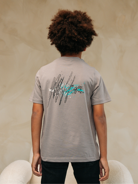 Malelions Malelions Kids Splash T-Shirt - Grey Brown/Teal