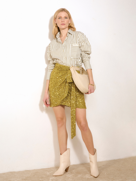 Josh V Lexx Blouse- Dark Pistachio/Light Ecru Josh V Josh V Lexx Blouse- Dark Pistachio/Light Ecru