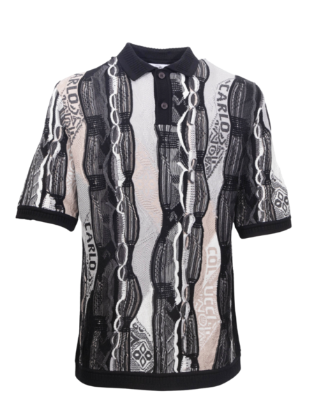 Carlo Colucci Carlo Colucci Poloshirt Knit C10102 - Black Multicolor Carlo Colucci Poloshirt Knit C10102 - Black Multicolor