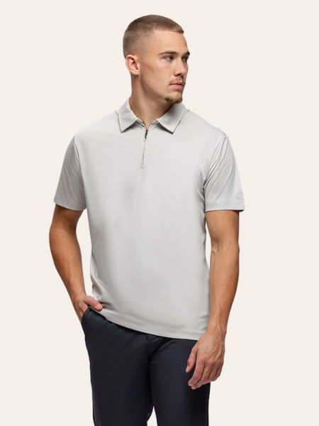TriaD'oro TriaD'oro Polo Zip Short Sleeve - Light Grey TriaD'oro Polo Zip Short Sleeve - Light Grey
