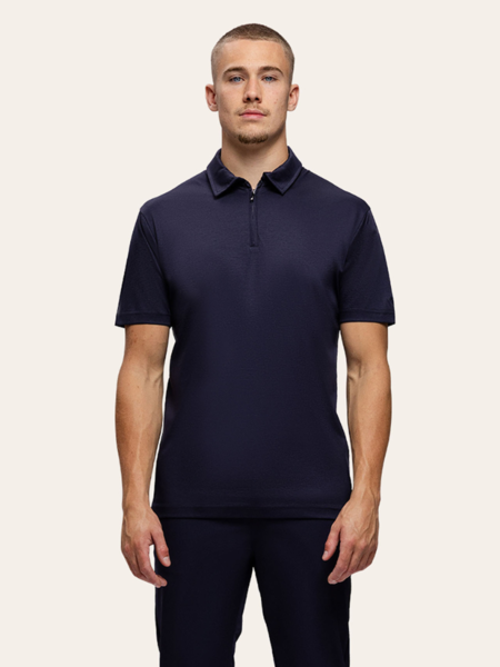 TriaD'oro Polo Zip Short Sleeve - Navy TriaD'oro TriaD'oro Polo Zip Short Sleeve - Navy