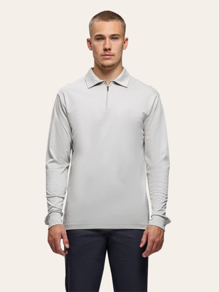 TriaD'oro Polo Zip Long Sleeve - Light Grey TriaD'oro TriaD'oro Polo Zip Long Sleeve - Light Grey