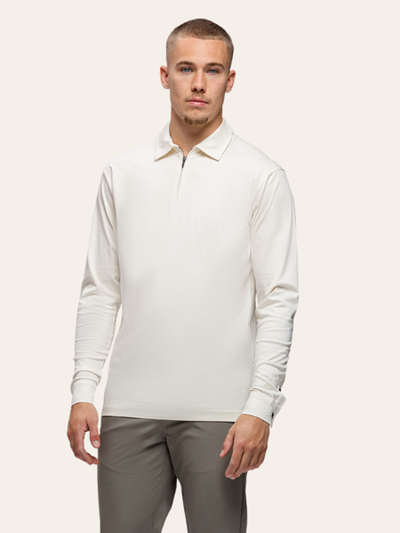 TriaD'oro Polo Zip Long Sleeve - Off White TriaD'oro TriaD'oro Polo Zip Long Sleeve - Off White