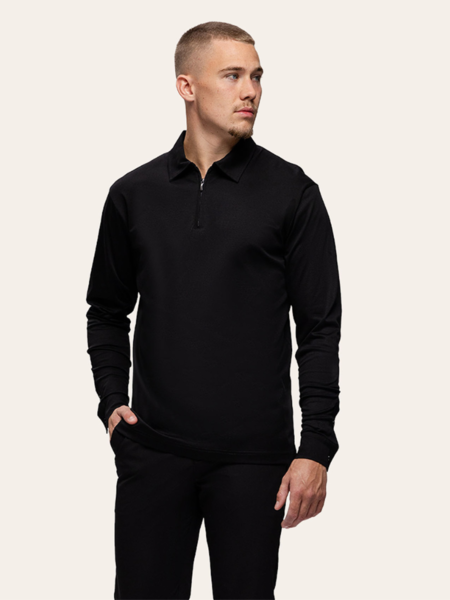 TriaD'oro TriaD'oro Polo Zip Long Sleeve - Black TriaD'oro Polo Zip Long Sleeve - Black