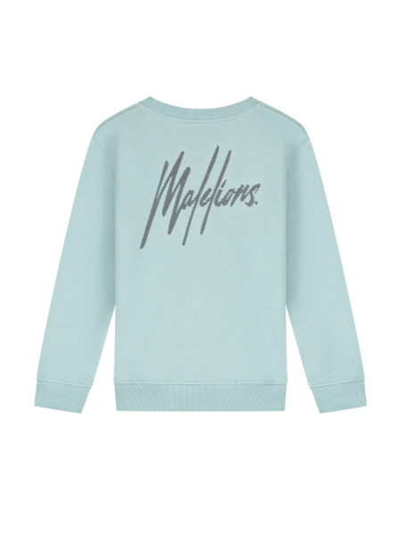Malelions Malelions Kids Striped Signature Sweater - Aqua Grey/Anthracite Malelions Kids Striped Signature Sweater - Aqua Grey/Anthracite