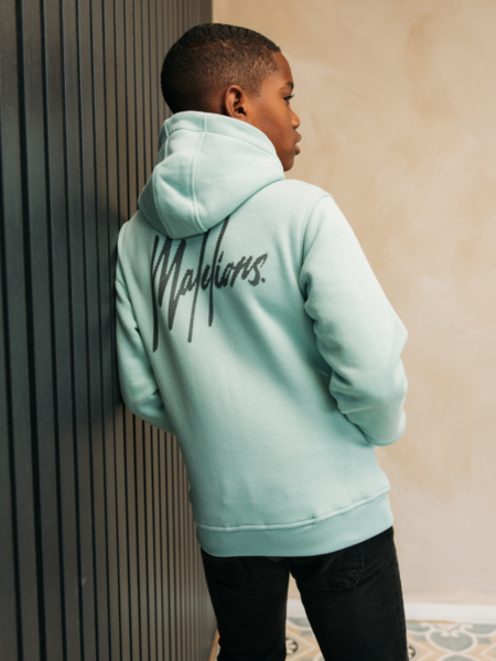 Malelions Kids Striped Signature Hoodie - Aqua Grey/Anthracite Malelions Malelions Kids Striped Signature Hoodie - Aqua Grey/Anthracite