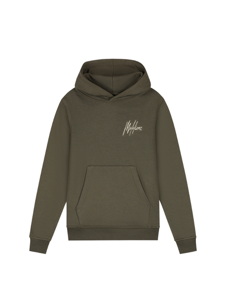 Malelions Kids Striped Signature Hoodie - Moss Green/Beige Malelions Malelions Kids Striped Signature Hoodie - Moss Green/Beige